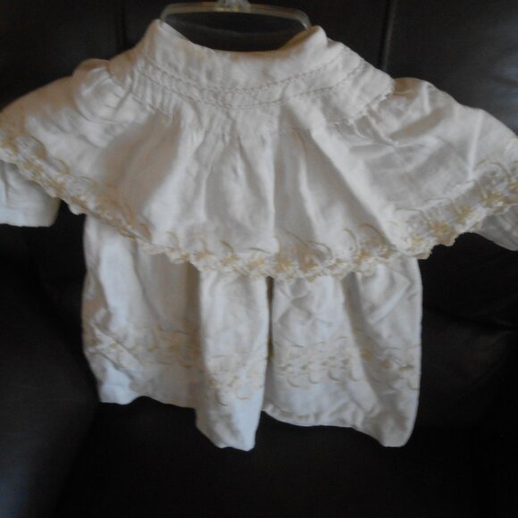 ANTIQUE HANDMADE BABY UNISEX LINEN CHRISTENING DRESS VICTORIAN STYLE CREAM RARE - Picture 7 of 9